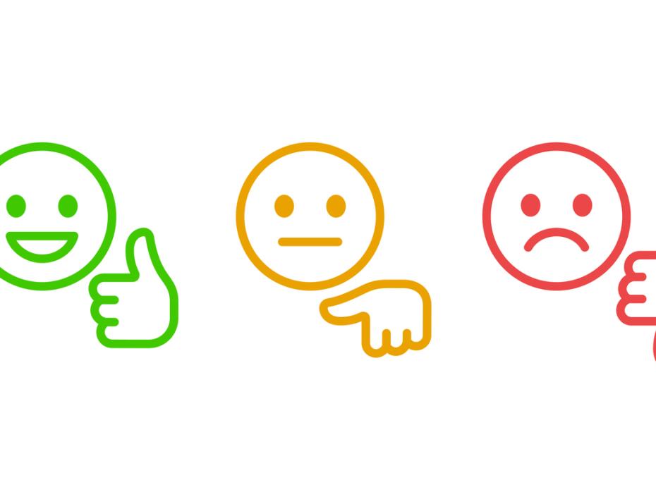 Three images - one thumbs up, one down and one in the middle