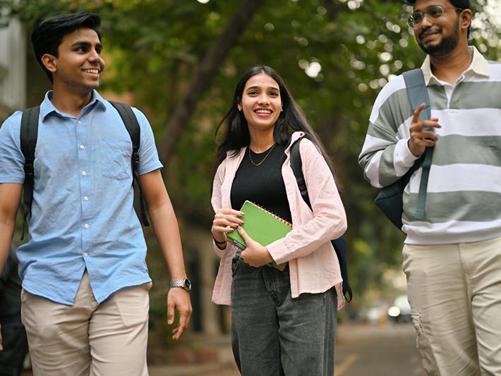 Happy students on campus