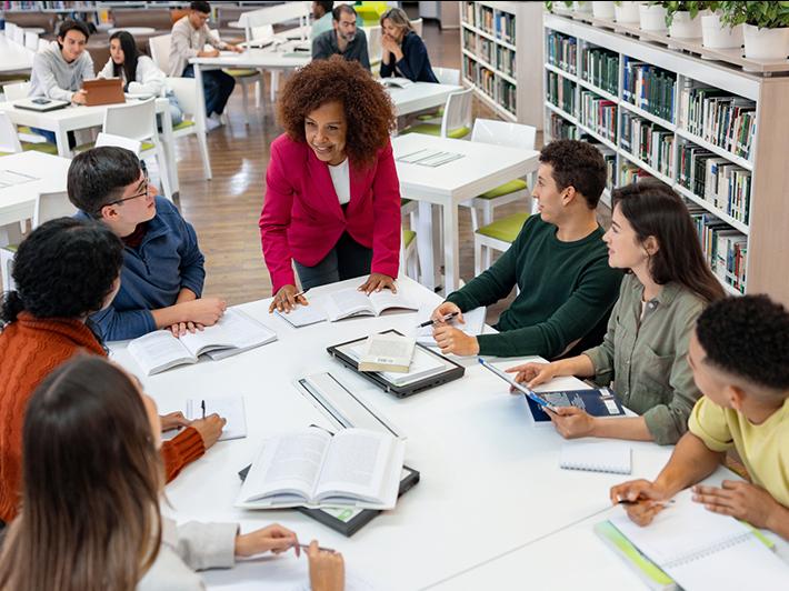 Group of multiracial university students in a tutorial