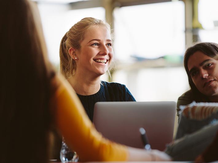 Students talking in class