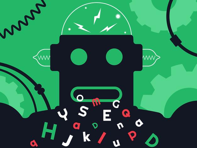 An illustration of a robot on a green background