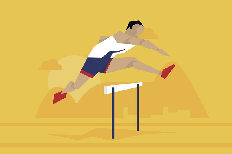 Illustration of man doing hurdles