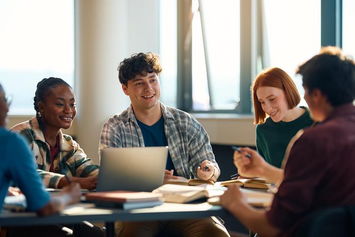 Students work together in a group