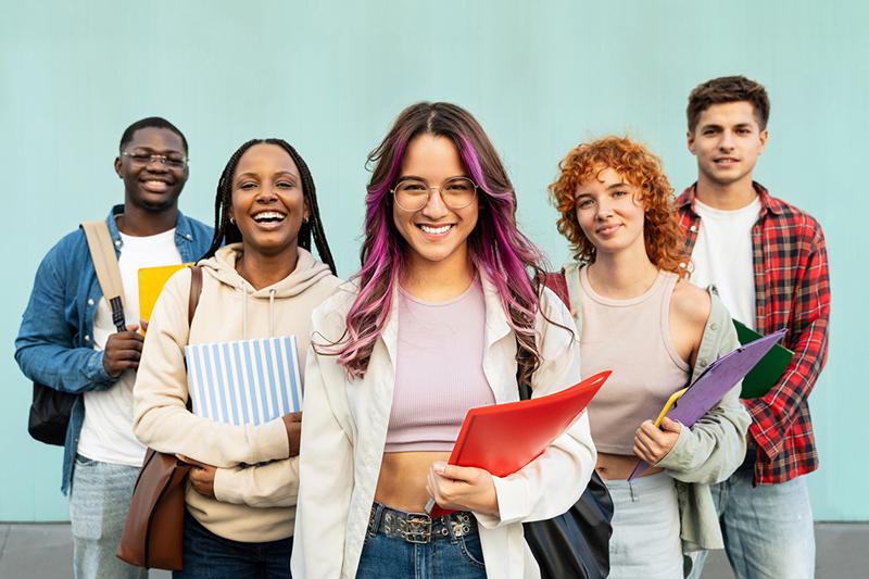 Multiracial group of college students