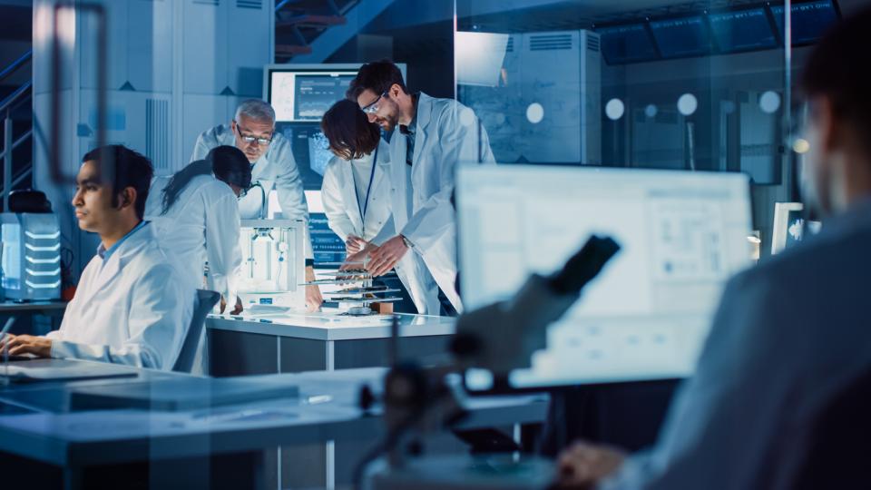A team of scientists in a lab