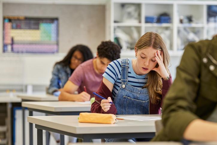 A student struggles in the classroom