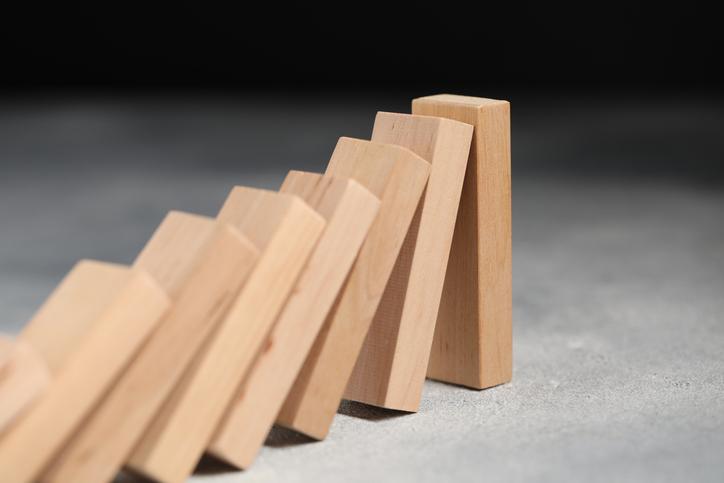 Wooden blocks fall