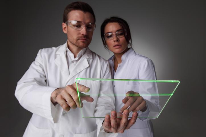 Researchers use a transparent tablet together