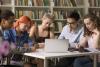 Students working as a group in the library